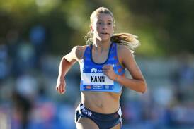 Jessica Kann powers around the track. Picture Sportspix 