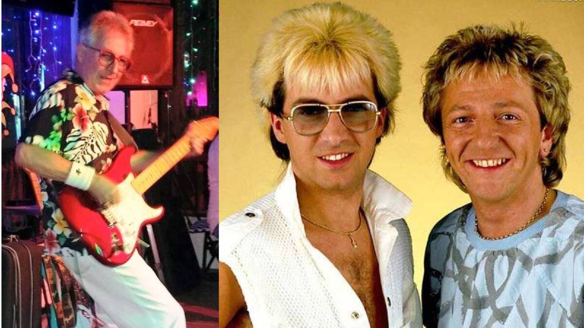 Colin Gibb performing in Black Lace, in 2024 (left) and promotional images from the band's heyday with Alan Barton (right). Pictures Colin Gibb/Facebook