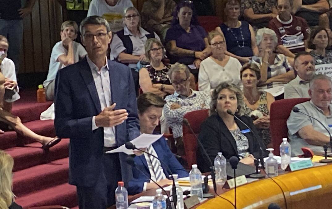 Shoalhaven deputy mayor Evan Christen argues for council to apply for a 44 per cent rate rise over three years, to help secure its financial future and pay for the services and facilities people want. Picture by Glenn Ellard.