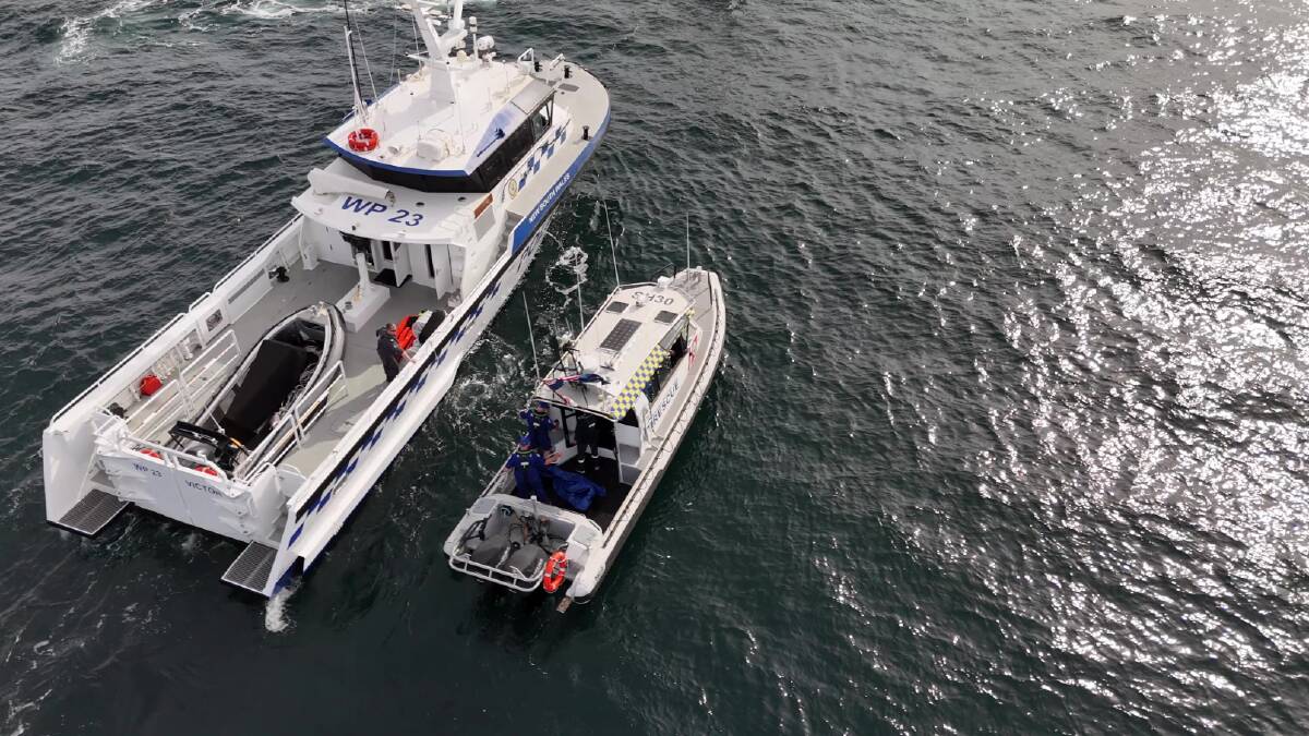 Marine Rescue personnel units from the Shoalhaven and Illawarra worked with water police and other agencies during Saturday's search and rescue exercise. Picture supplied.