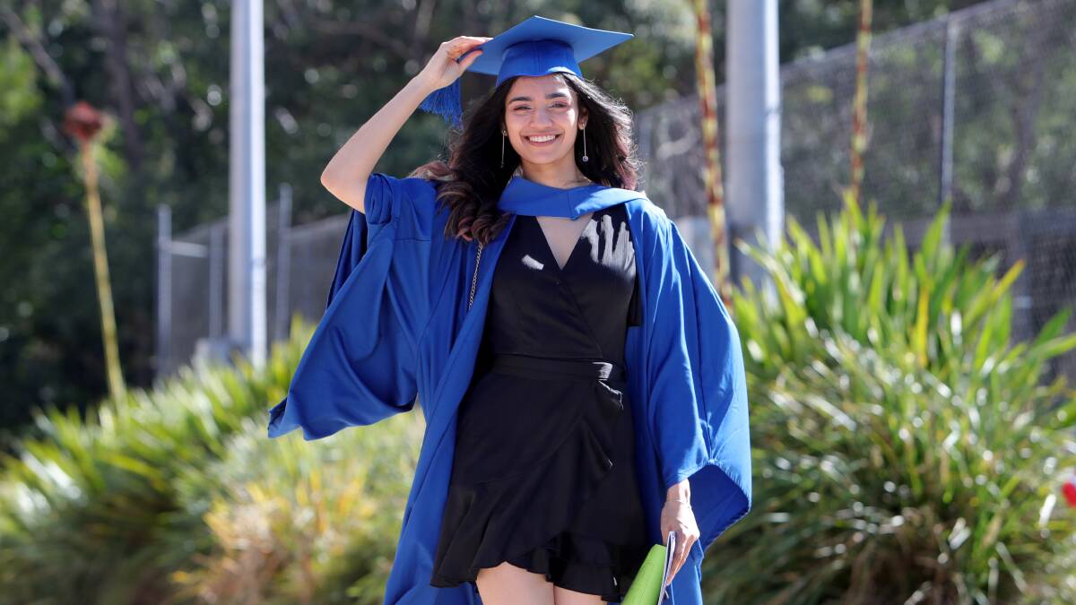 Megha Parmar at the UOW spring graduations at UOW Sports Hub on October 31, 2023. Picture by Sylvia Liber.