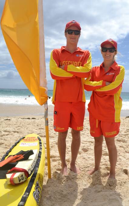 ACTION: Lifeguards Ellisha Walsh and Darcy Reed are trained and ready for a busy summer at South Mollymook beach as lifeguards patrol the beach between 9am and 5pm.