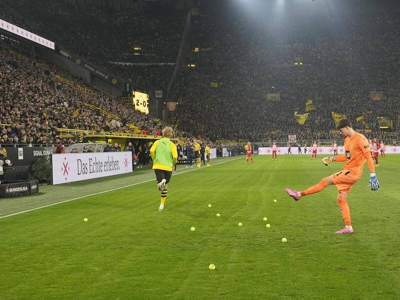 Tennis balls thrown by disgruntled fans at Bundesliga games have become a common sight. (AP PHOTO)