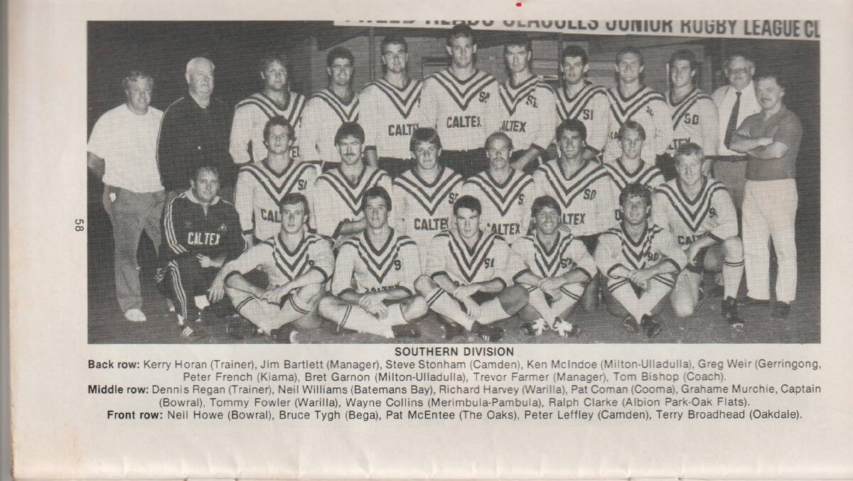 Ken McIndoe back row fourth from the left with the 1987 Southern Division team. Picture supplied 
