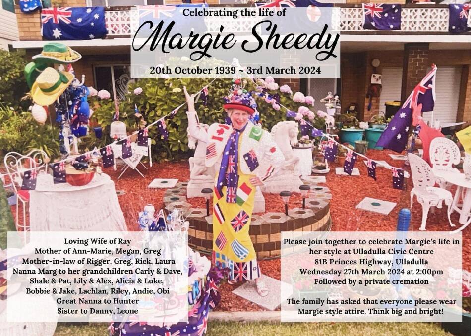 Farewell to the one and only Margaret "Margie" Sheedy